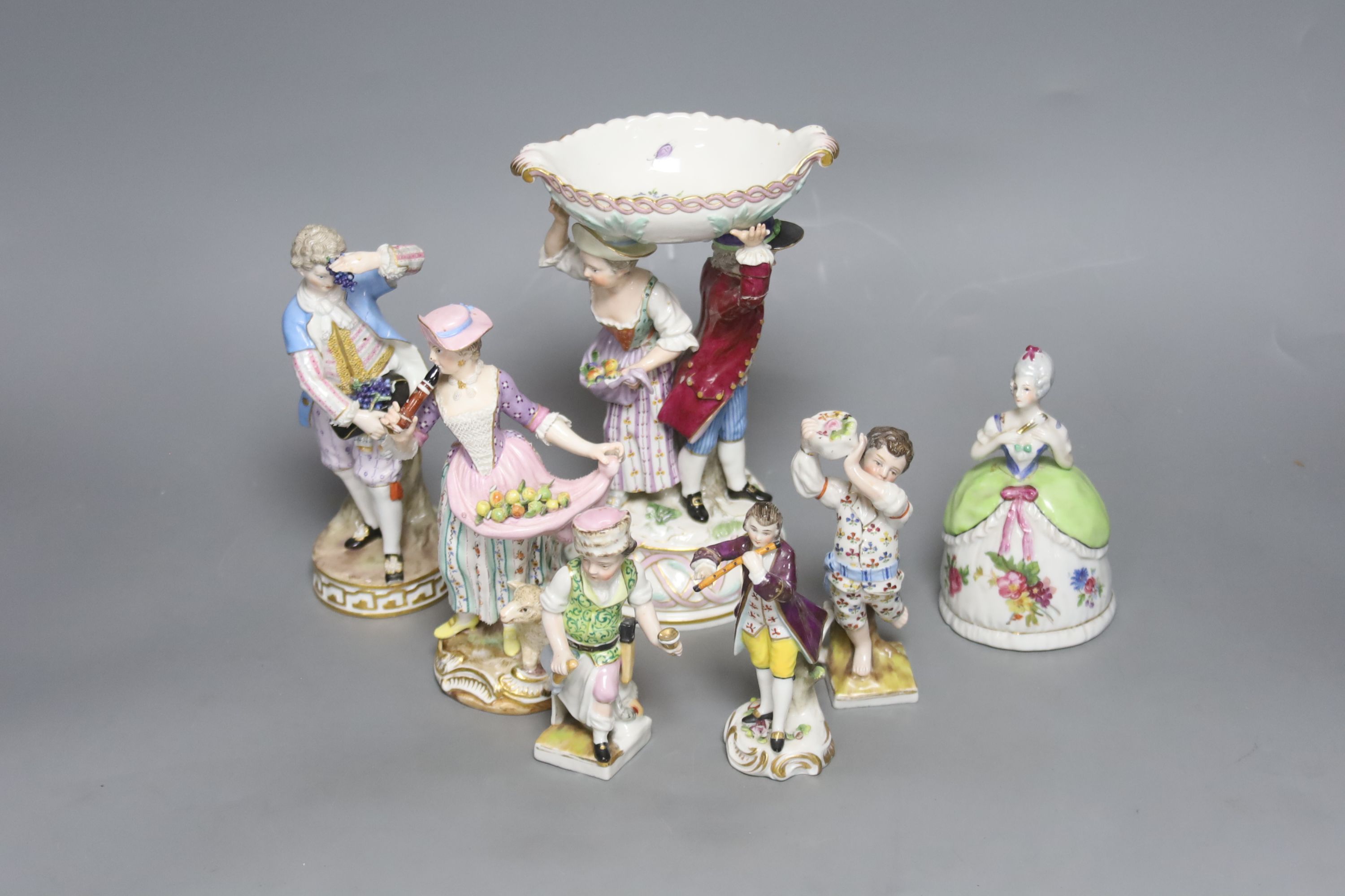 A collection of Meissen and Continental porcelain figures